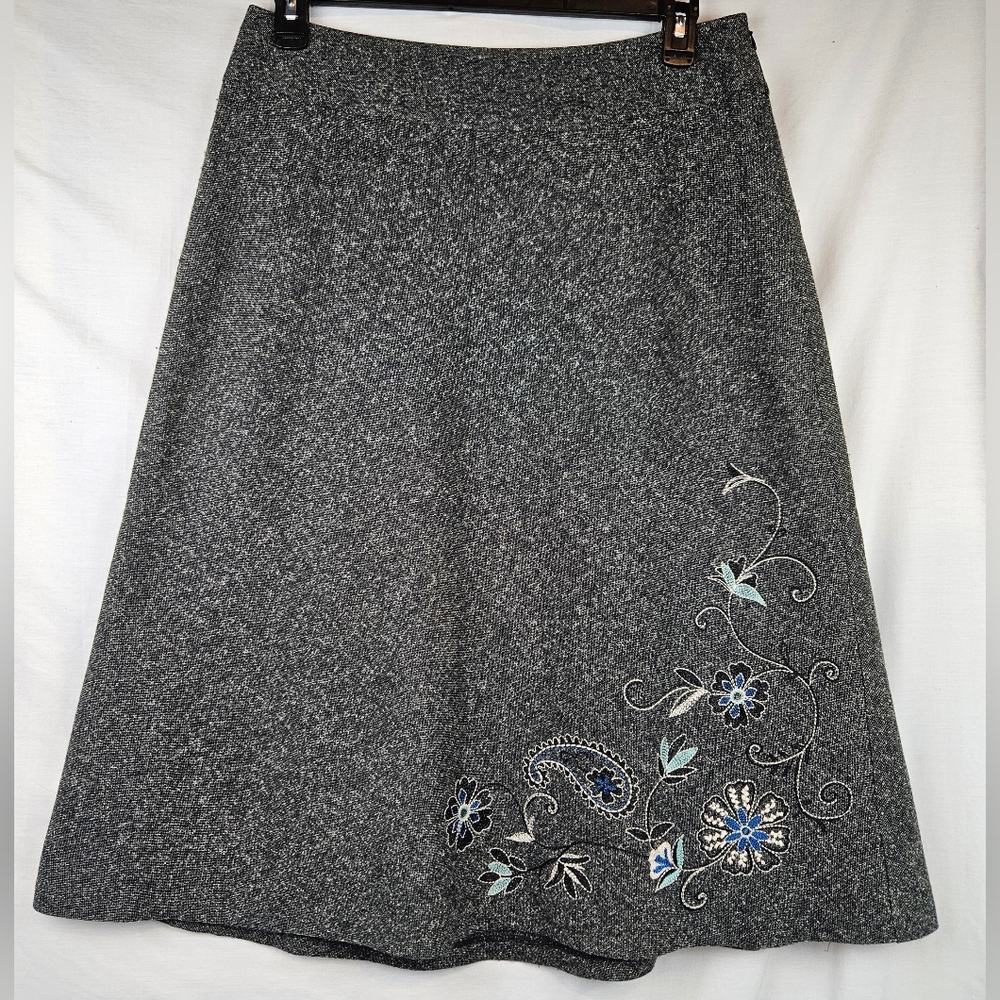 NY & Co Maxi Cotton Blend Floral‎ Embroidery Skirt Sz 10 Cottagecore Fairycore